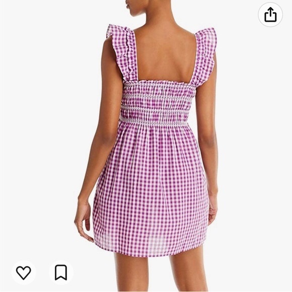 FRENCH CONNECTION Adalhia Smocked Gingham Mini Dress Medium - Picture 2 of 3